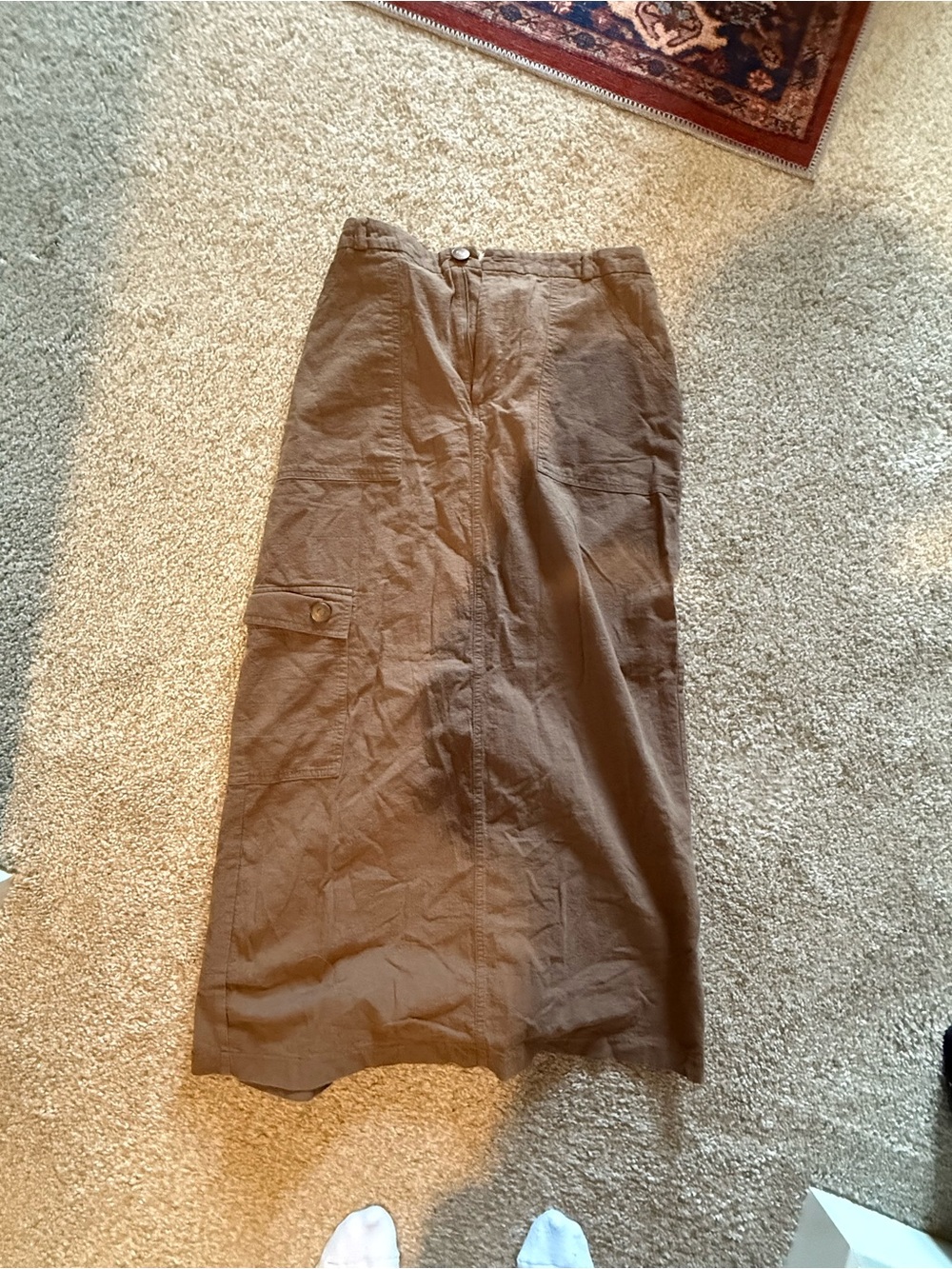 Brown Maxi Utility Skirt with Side Pocket